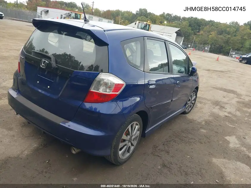 2012 HONDA FIT VIN JHMGE8H58CC014745 — фото 4