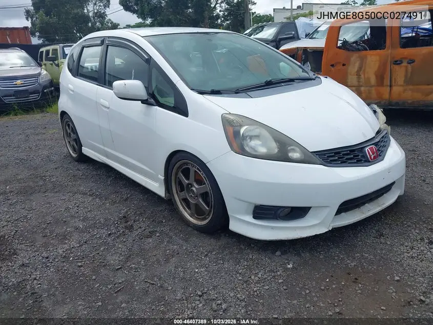 HONDA FIT 2012, VIN JHMGE8G50CC027491