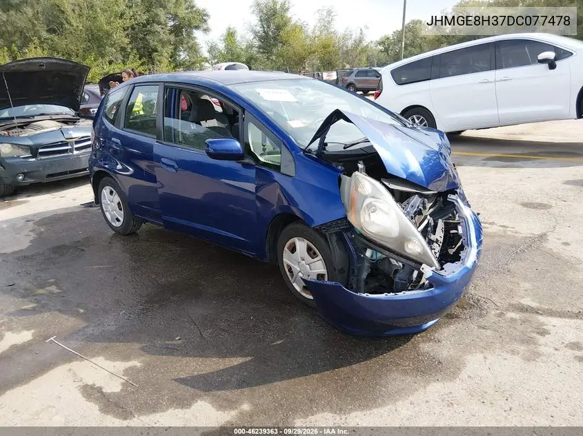 HONDA FIT 2013, VIN JHMGE8H37DC077478