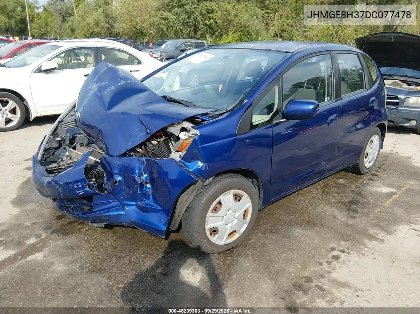 2013 HONDA FIT VIN JHMGE8H37DC077478 — фото 2