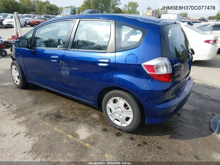 2013 HONDA FIT VIN JHMGE8H37DC077478 — фото 3