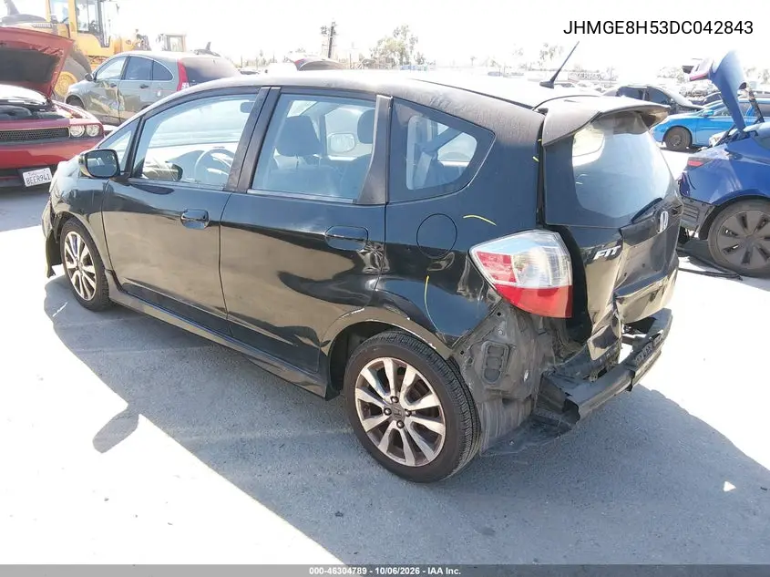 2013 HONDA FIT VIN JHMGE8H53DC042843 — фото 3