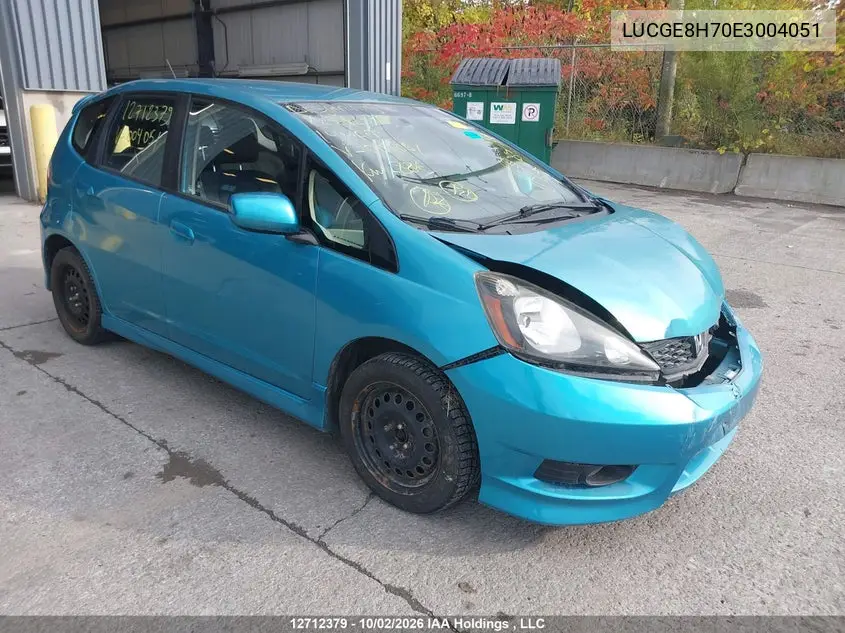 HONDA FIT 2014, VIN LUCGE8H70E3004051