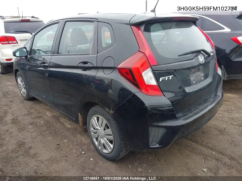 2015 HONDA FIT VIN 3HGGK5H59FM102734 — фото 3