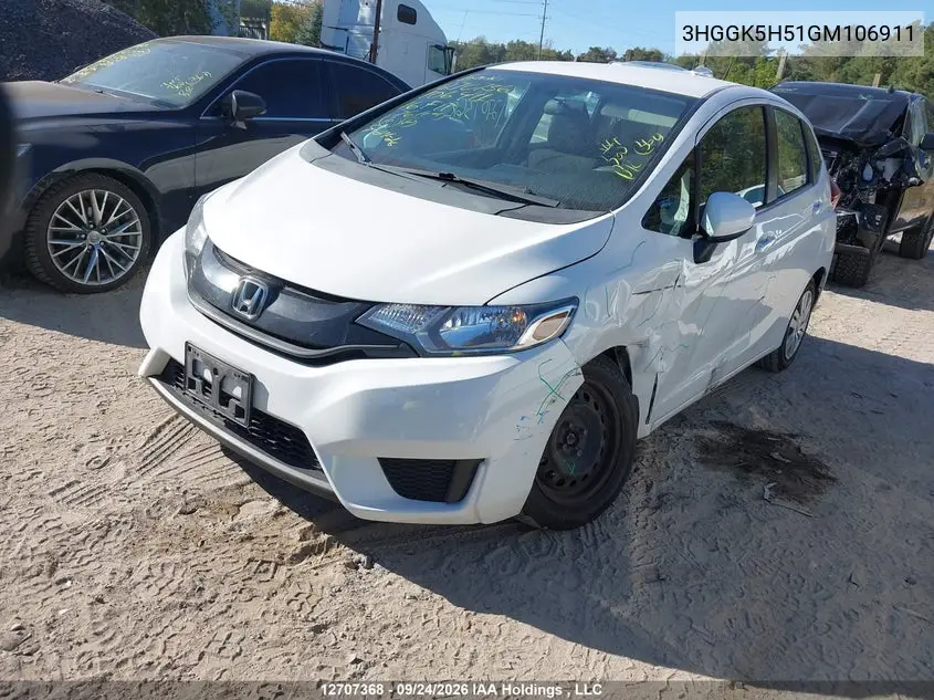 2016 HONDA FIT VIN 3HGGK5H51GM106911 — фото 2
