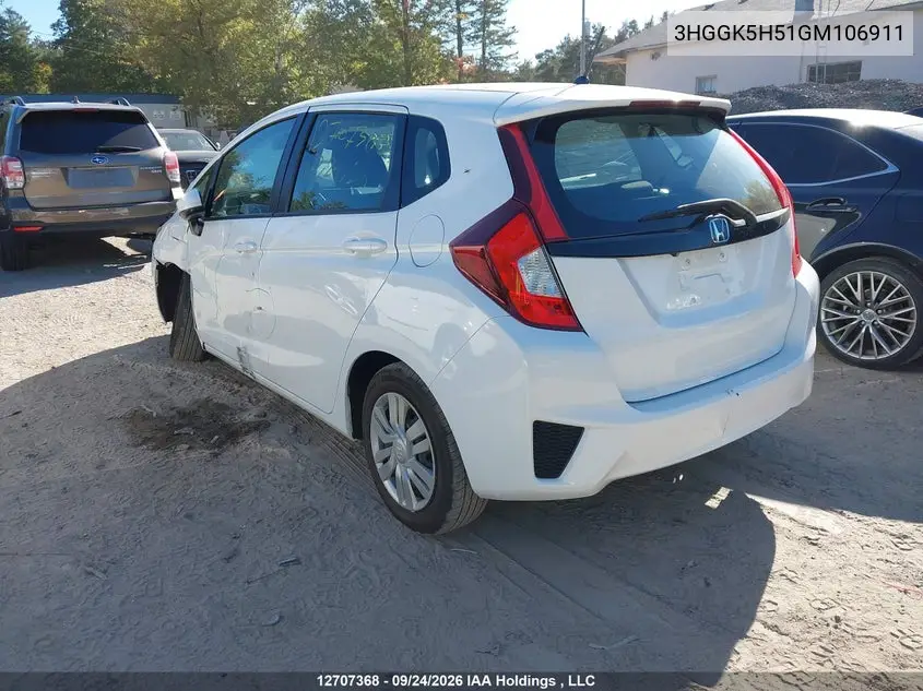 2016 HONDA FIT VIN 3HGGK5H51GM106911 — фото 3