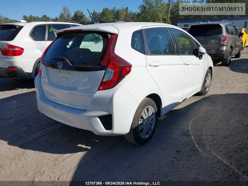 2016 HONDA FIT VIN 3HGGK5H51GM106911 — фото 4
