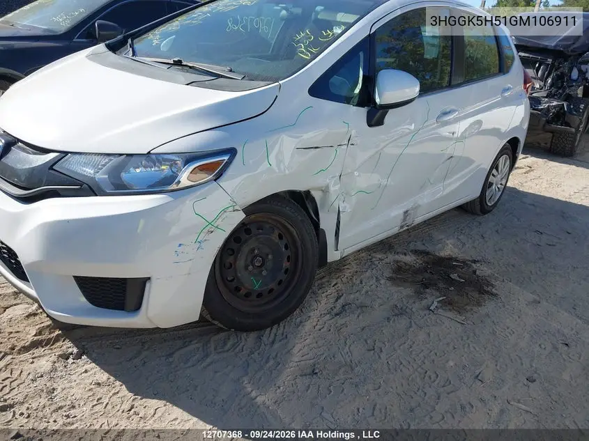 2016 HONDA FIT VIN 3HGGK5H51GM106911 — фото 6