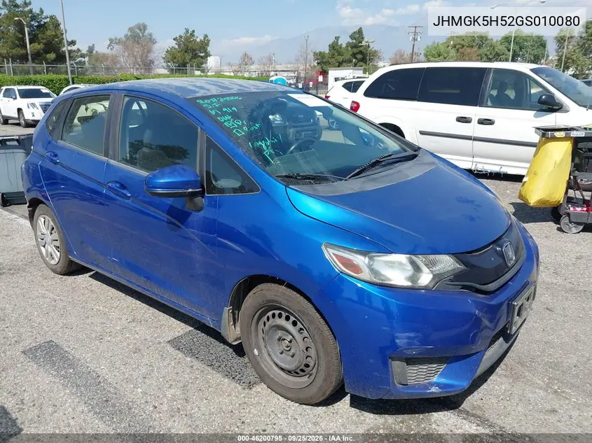 HONDA FIT 2016, VIN JHMGK5H52GS010080