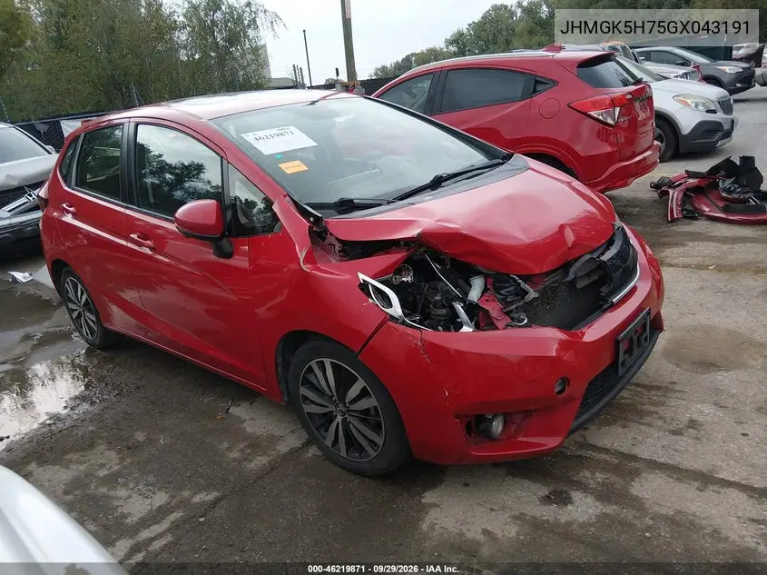 HONDA FIT 2016, VIN JHMGK5H75GX043191