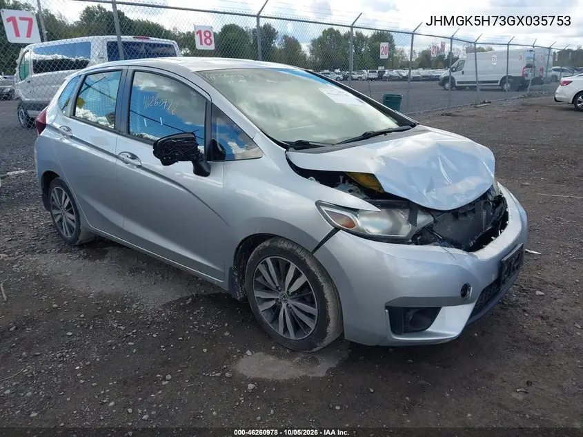 HONDA FIT 2016, VIN JHMGK5H73GX035753