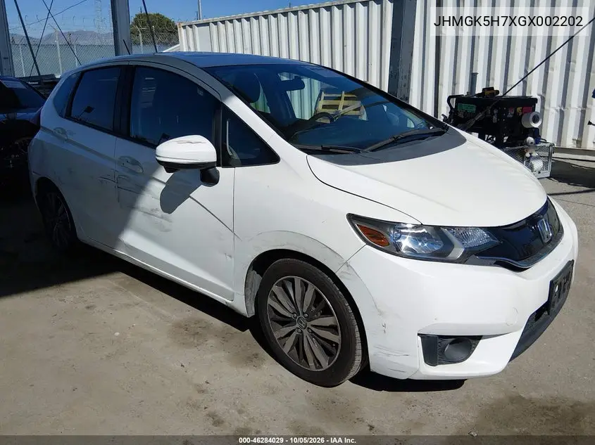 HONDA FIT 2016, VIN JHMGK5H7XGX002202