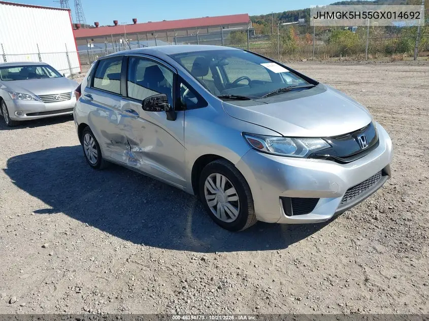 HONDA FIT 2016, VIN JHMGK5H55GX014692
