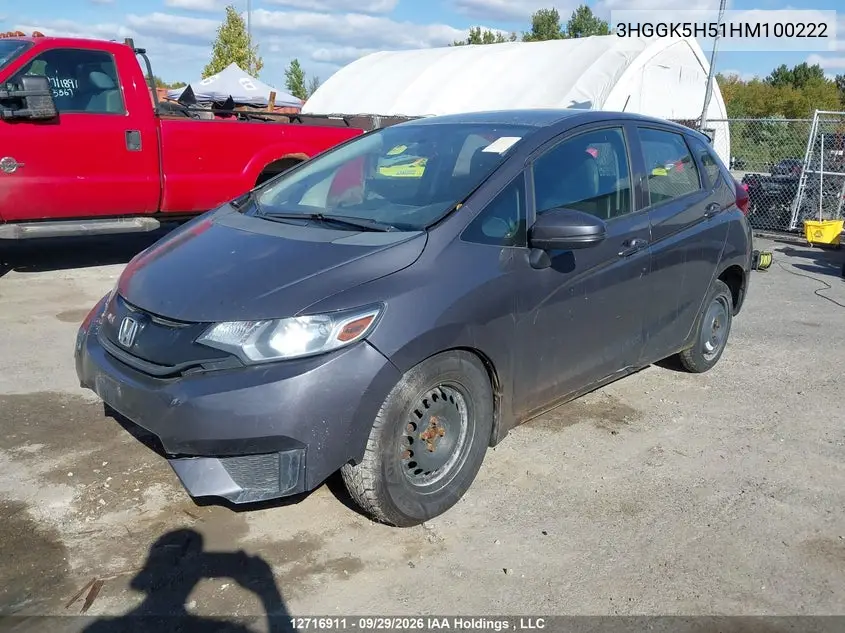 2017 HONDA FIT VIN 3HGGK5H51HM100222 — фото 2