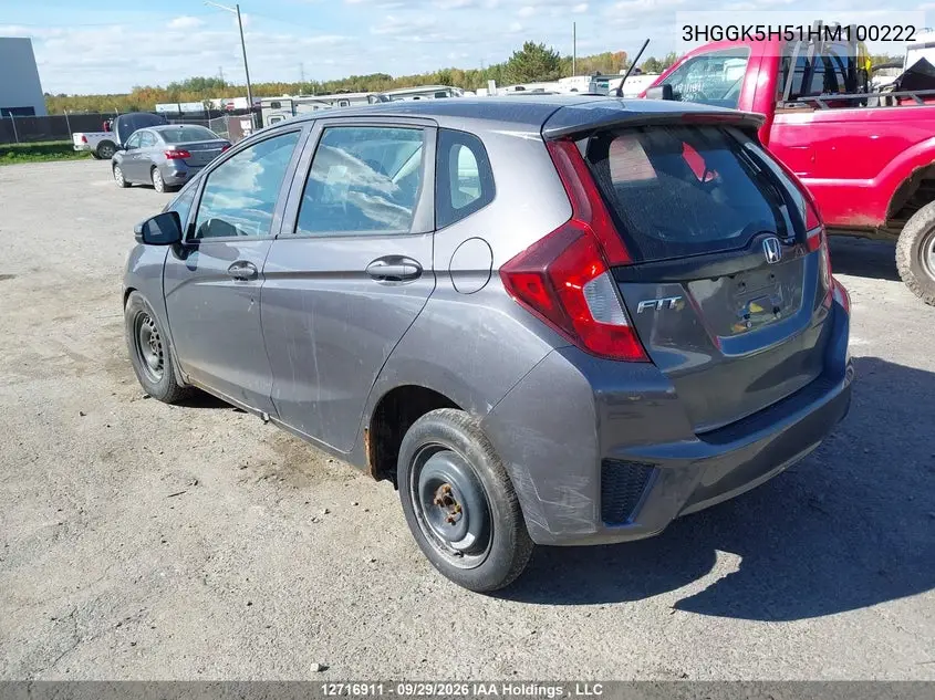 2017 HONDA FIT VIN 3HGGK5H51HM100222 — фото 3