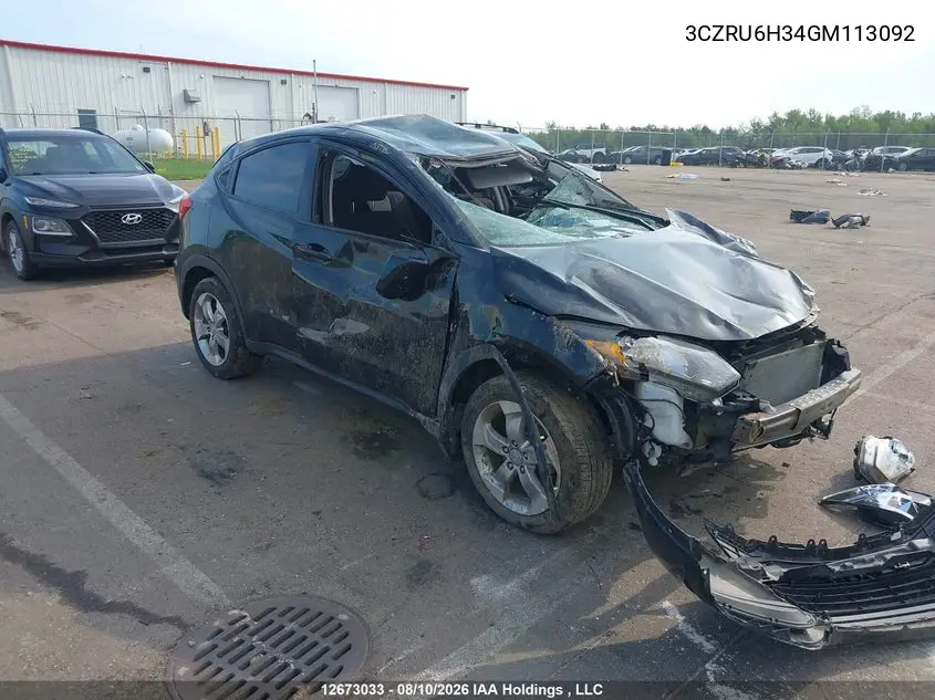 HONDA HR-V 2016, VIN 3CZRU6H34GM113092