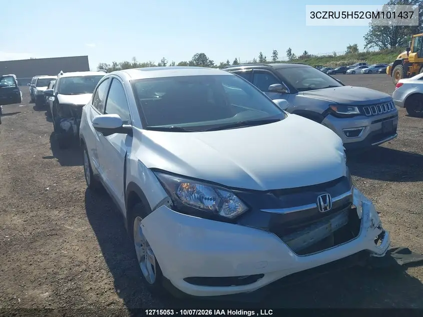 HONDA HR-V 2016, VIN 3CZRU5H52GM101437
