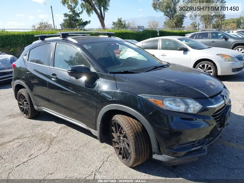 HONDA HR-V 2016, VIN 3CZRU5H71GM701450