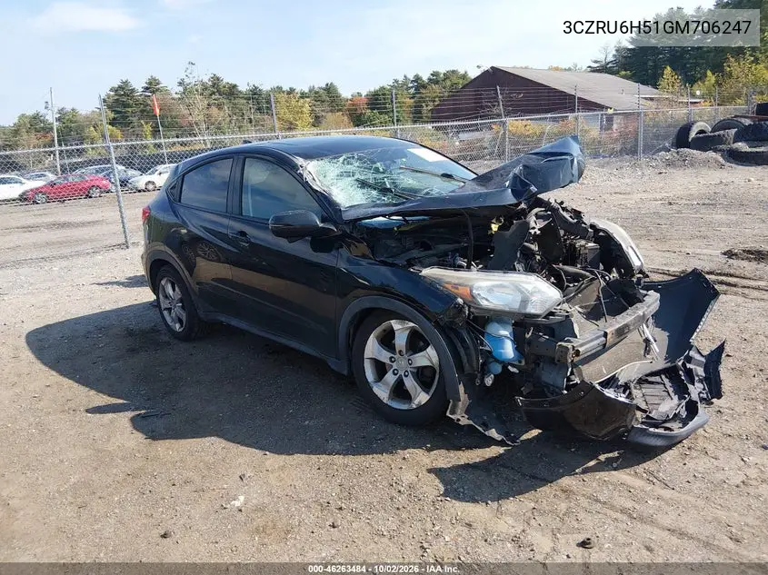 HONDA HR-V 2016, VIN 3CZRU6H51GM706247