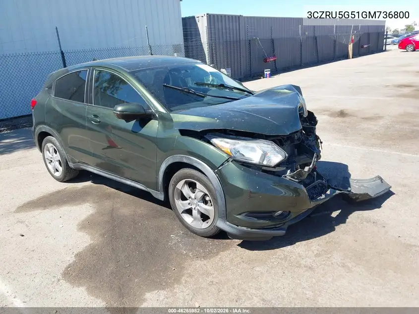 HONDA HR-V 2016, VIN 3CZRU5G51GM736800