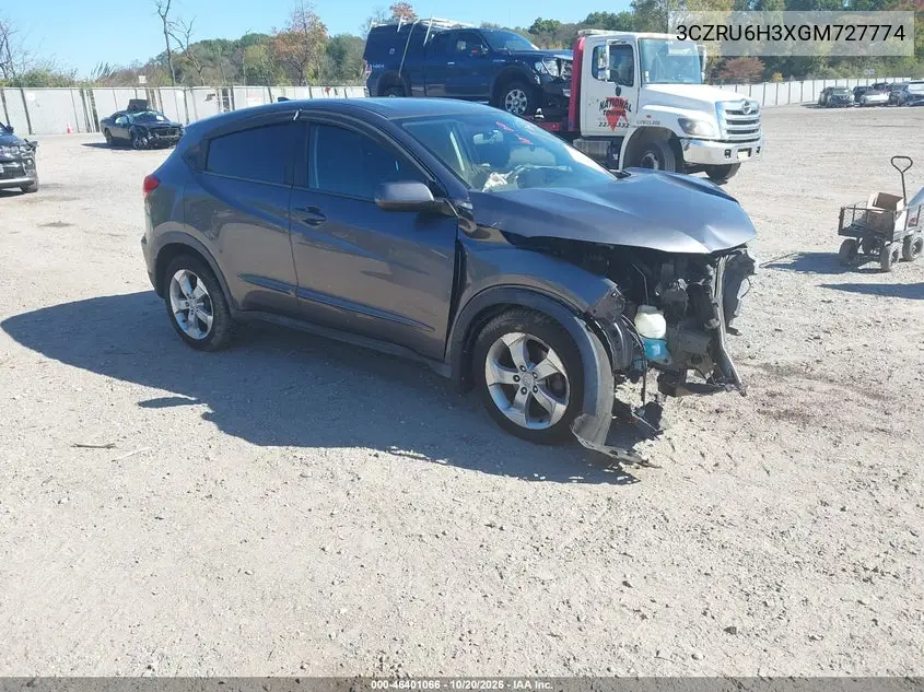 HONDA HR-V 2016, VIN 3CZRU6H3XGM727774