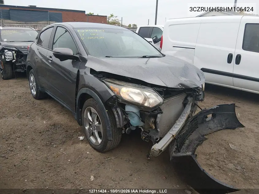 HONDA HR-V 2017, VIN 3CZRU6H58HM106424