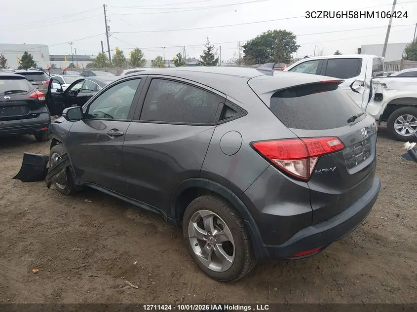 2017 HONDA HR-V VIN 3CZRU6H58HM106424 — фото 3