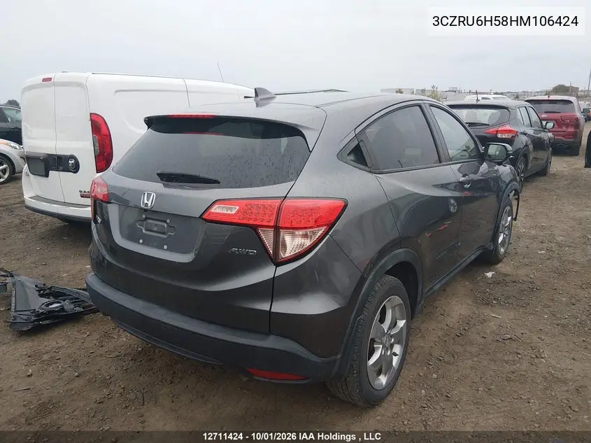 2017 HONDA HR-V VIN 3CZRU6H58HM106424 — фото 4