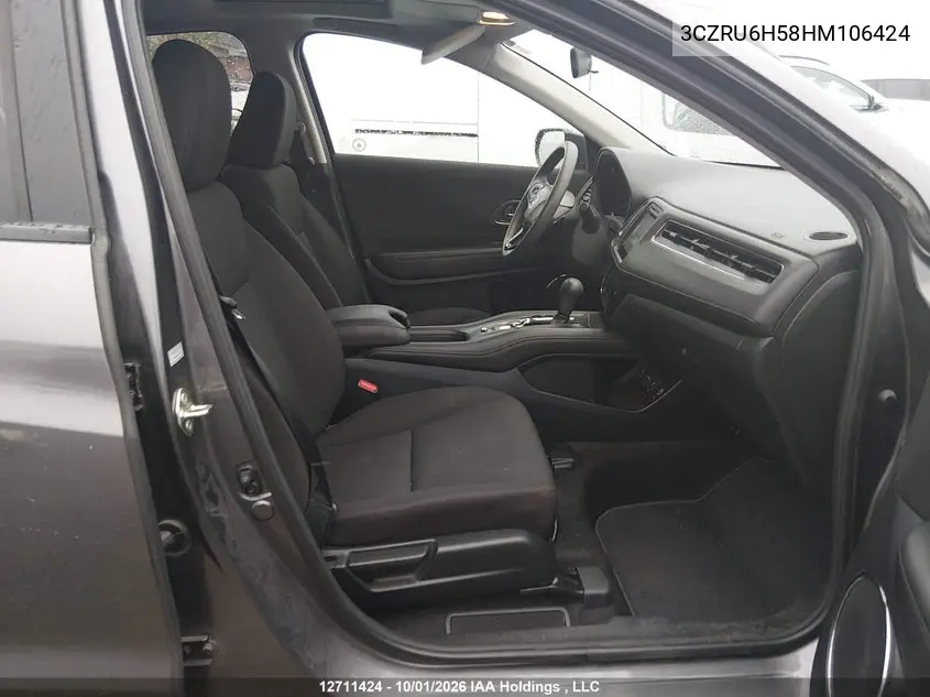 2017 HONDA HR-V VIN 3CZRU6H58HM106424 — фото 5