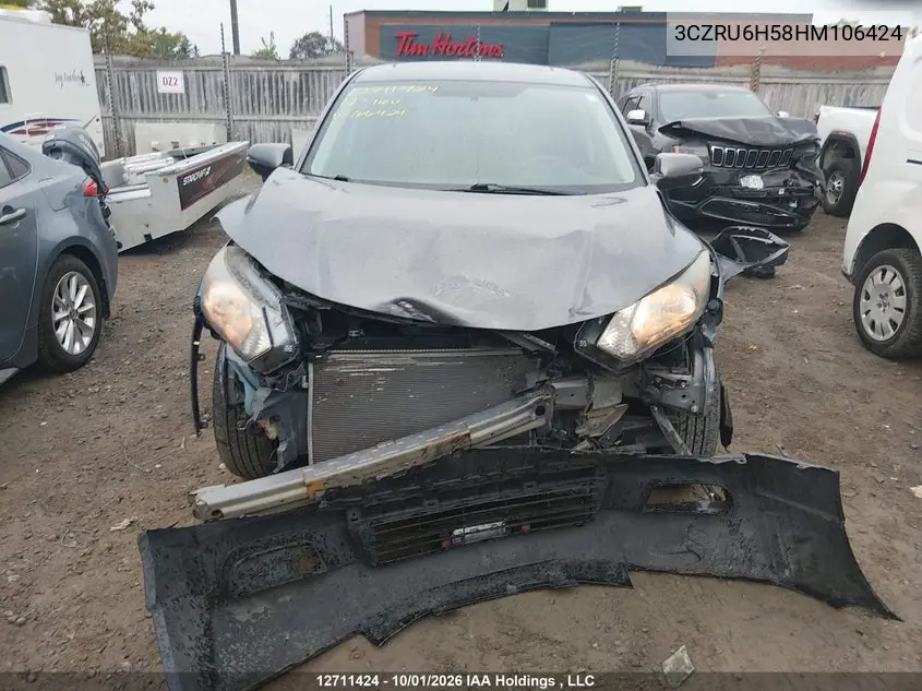 2017 HONDA HR-V VIN 3CZRU6H58HM106424 — фото 6