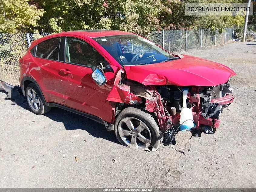 HONDA HR-V 2017, VIN 3CZRU6H51HM731103