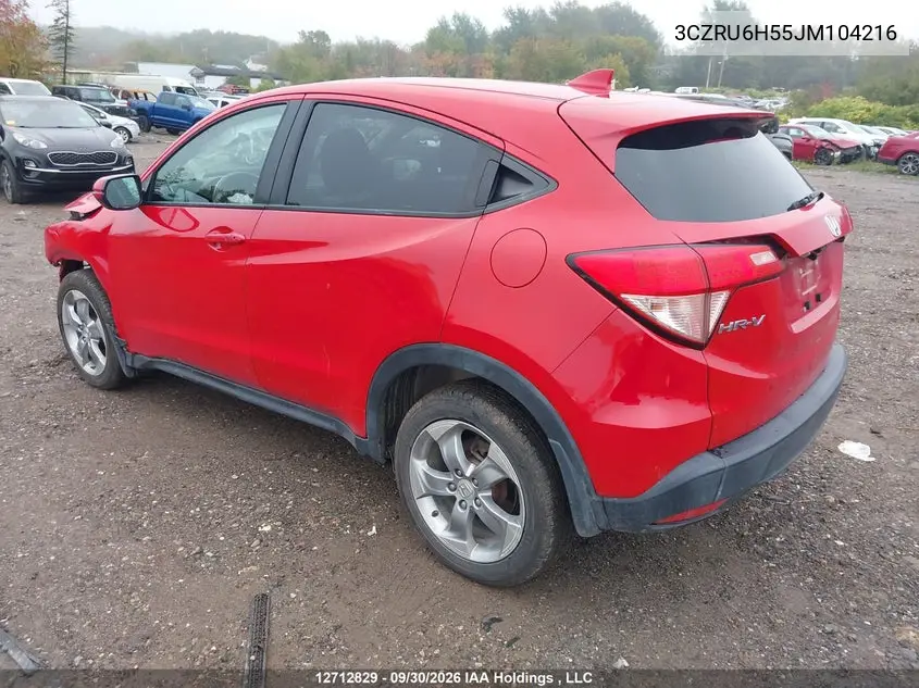 2018 HONDA HR-V VIN 3CZRU6H55JM104216 — фото 3