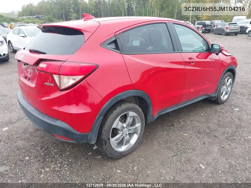 2018 HONDA HR-V VIN 3CZRU6H55JM104216 — фото 4