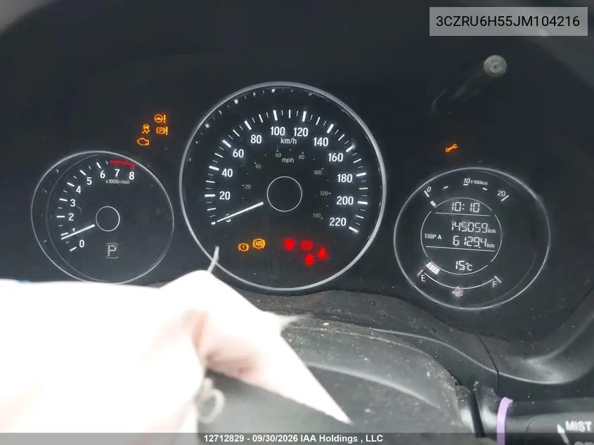 2018 HONDA HR-V VIN 3CZRU6H55JM104216 — фото 7