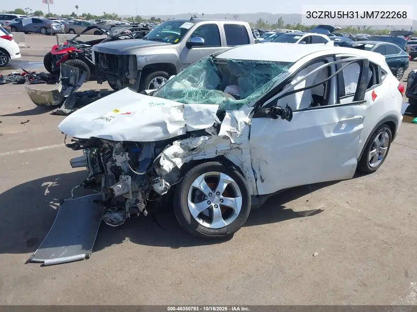 2018 HONDA HR-V VIN 3CZRU5H31JM722268 — фото 2
