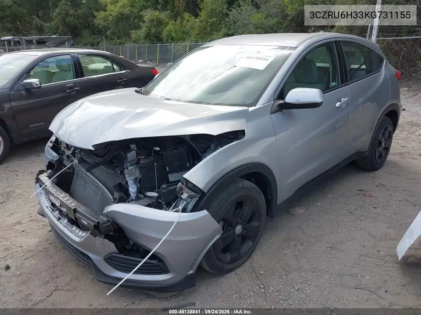 2019 HONDA HR-V VIN 3CZRU6H33KG731155 — фото 2