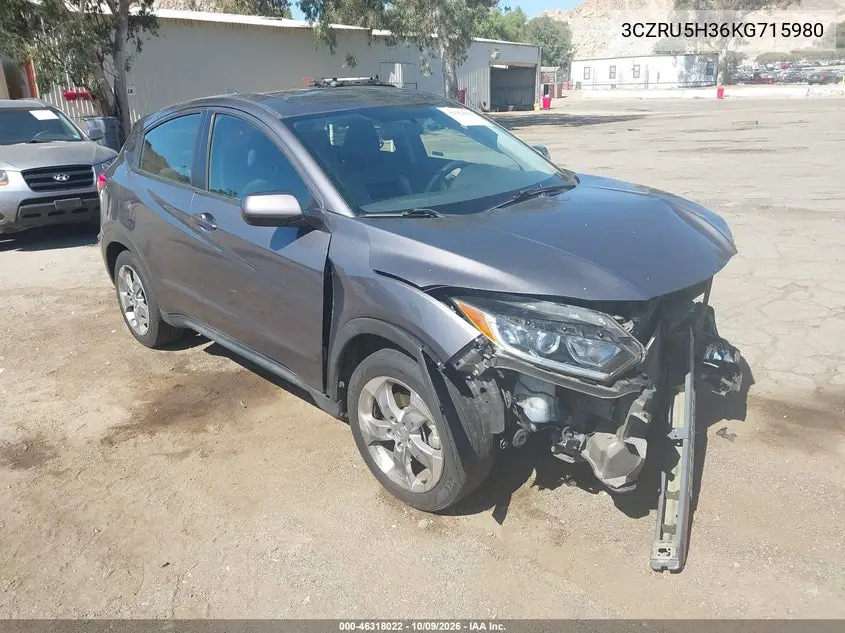 HONDA HR-V 2019, VIN 3CZRU5H36KG715980