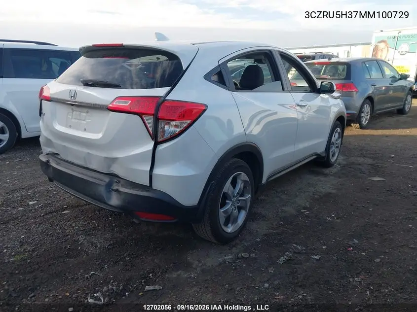 2021 HONDA HR-V VIN 3CZRU5H37MM100729 — фото 4