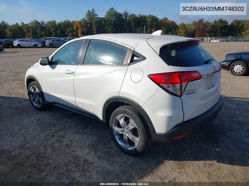2021 HONDA HR-V VIN 3CZRU6H33MM748302 — фото 3