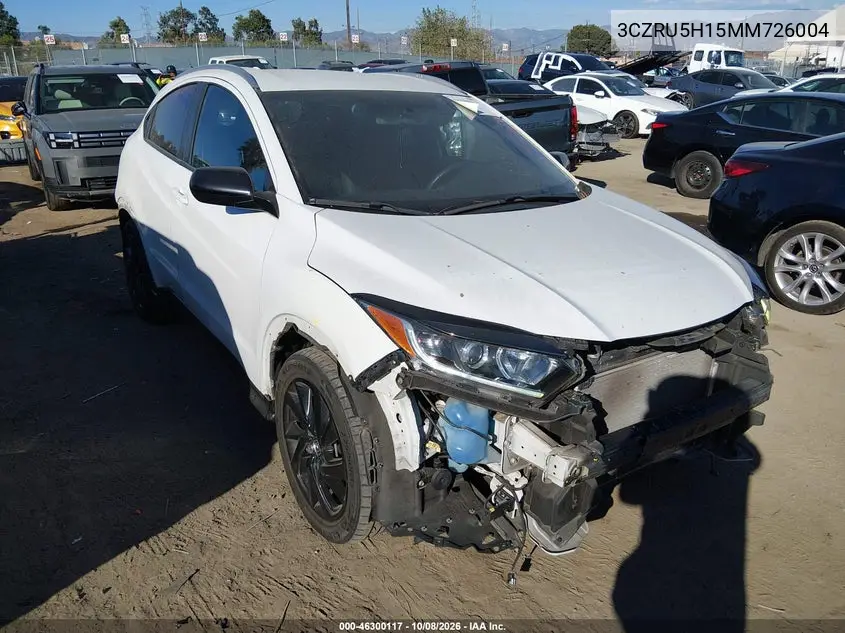 HONDA HR-V 2021, VIN 3CZRU5H15MM726004