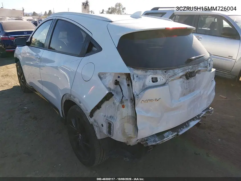 2021 HONDA HR-V VIN 3CZRU5H15MM726004 — фото 3