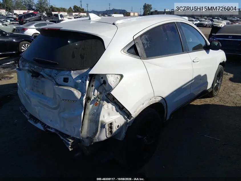 2021 HONDA HR-V VIN 3CZRU5H15MM726004 — фото 4