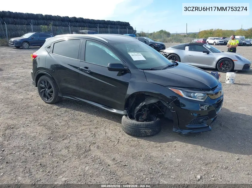 HONDA HR-V 2021, VIN 3CZRU6H17MM753274