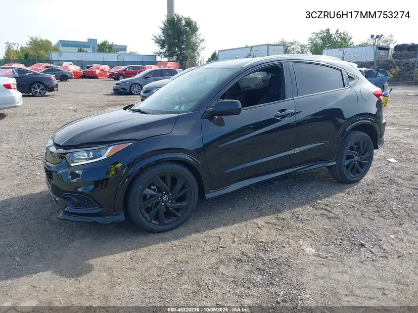 2021 HONDA HR-V VIN 3CZRU6H17MM753274 — фото 2