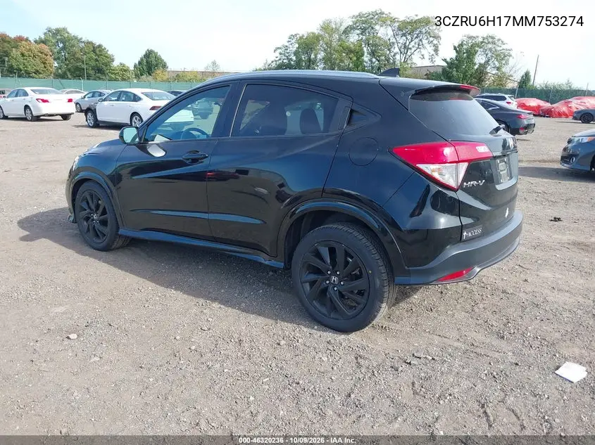 2021 HONDA HR-V VIN 3CZRU6H17MM753274 — фото 3