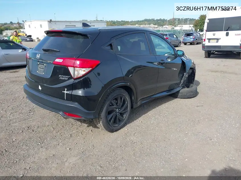 2021 HONDA HR-V VIN 3CZRU6H17MM753274 — фото 4