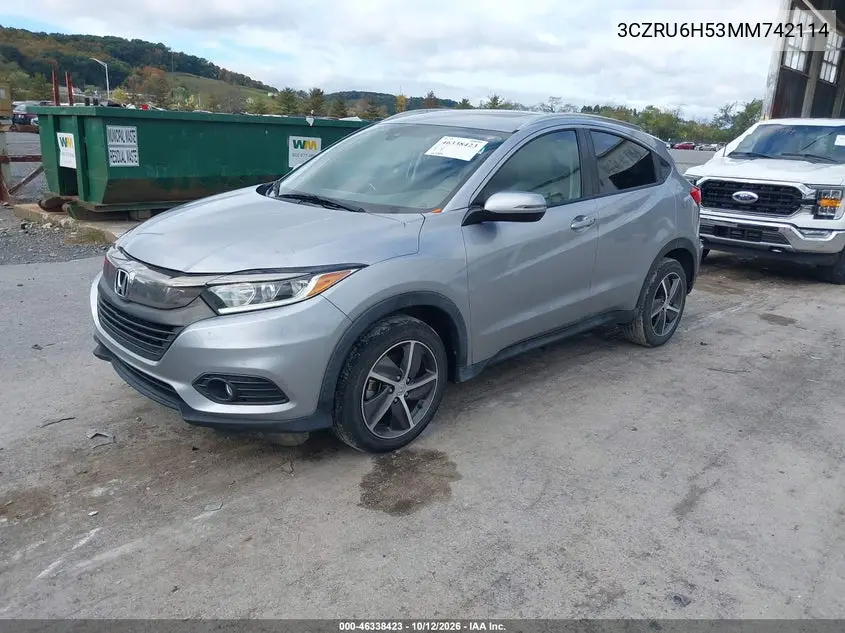 2021 HONDA HR-V VIN 3CZRU6H53MM742114 — фото 2