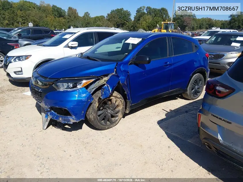 2021 HONDA HR-V VIN 3CZRU5H17MM708667 — фото 2