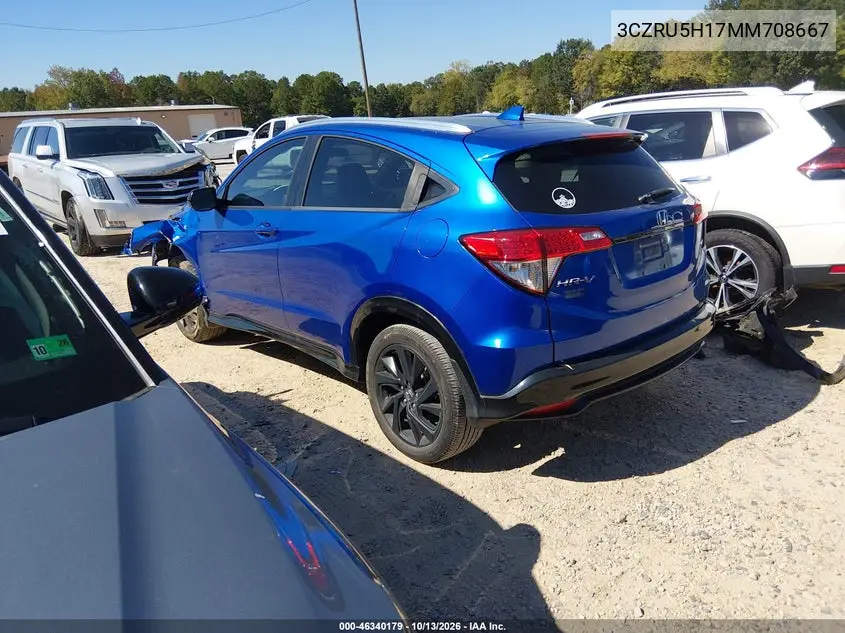 2021 HONDA HR-V VIN 3CZRU5H17MM708667 — фото 3