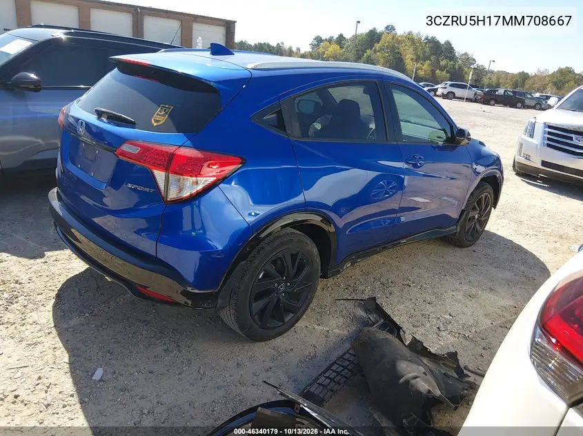 2021 HONDA HR-V VIN 3CZRU5H17MM708667 — фото 4